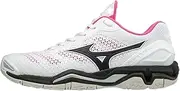 [Mizuno] Womens Wave Stealth V NB Netball Shoes (White/Black/Pink)