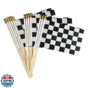Newperlite Checkered Black and White Racing Stick Flag Small Mini Hand Held F
