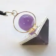 AMETHYST Pendant Necklace Pyramid Ball Natural Gemstone Crystal Jewellery