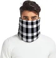 [Caihoyu] Winter Neck Gaiters for Men Women Thicken Knitted Windproof Neck Gaiter Ski Tube Scarf Cold Weather Outdoor Sports Plaid Black White, Multicolor
