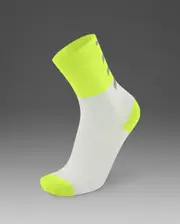 Vectr Reflective Crew Socks, 2XU, M, White/Volt, Unisex