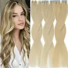 Pu Skin Weft Tape In Hair Extensions Invisible Remy Russian Human Hair 16"-26"