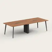 Recess Meeting Table | Boardroom Table | Office Furniture | Conference Table, Walnut / Black / None