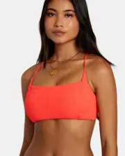RVCA Solid Crossback Swim Top Size M NWT