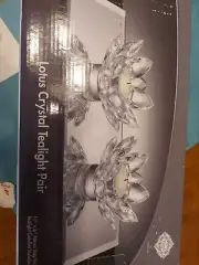 LOTUS CANDLE HOLDERS SHANNON CRYSTAL by Godinger Pair Prisms NIB