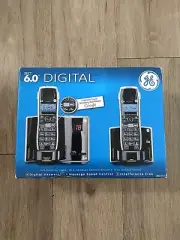 GE Dect 6.0 Digital 2 Handset Black Cordless Answering System with Google-411