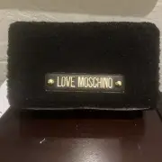 Moschino Black Shearling Top chain Handle Bag New FW24