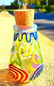 Glass Jar Hand Blown Multicolor Fitted Cork Fumed Collectible Trinket Container