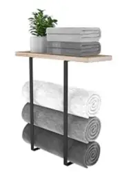 Miller Towel Rack Wall Mounted Holder for Bathroom Black for Rolled Towels
