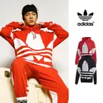 ADIDAS ORIGINALS 黑/紅 連帽T恤 寬鬆 純棉 運動 休閒 上衣 帽衫 王嘉爾 三葉草 大LOGO