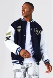 MENS/WOMENS VARSITY BOMBER JACKET JERSEY WITH BADGES