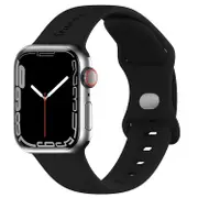 Friendie Noosa Silicone Sports Band for Apple Watch (Black/Silver) [Large]