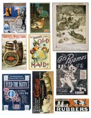 Nine Vintage CAT Images EPHEMERA Junk Journal SUPPLY Collage EMBELLISHMENTS set2