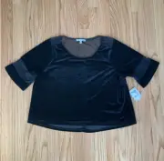 Black Velvet Mesh Crop Top New With Tag Small Charlotte Russe