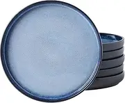 MONITO Ceramic Dinner Plates Set of 6,10.2 Inch Reactive Glaze Porcelain Plates, Dinnerware Dishes Set for Kitchen,Microwave,Dishwasher, Ice Blue