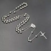 Catholic Beads Gold Silver Rosary Beaded Necklace Holy for Cross Religious Amule