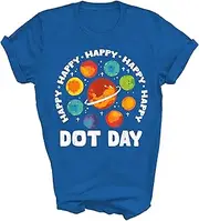 [SDVN] Happy Dot Day Solar System Galaxy Colorful Polka Dot Unisex Shirt Gift Women Men T-Shirt (Royal;XL)