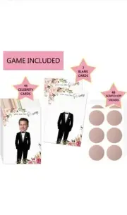 Floral Bridal Shower Games - Who Has The Groom Scratch Off Celebrity Cards