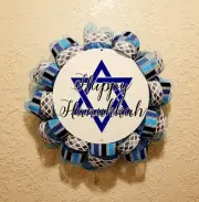 Happy Hanukkah Wreath - Deco Mesh & Ribbon