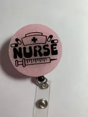 Retractable Badge Reel ID Holder - Nurse Hat And Syringe