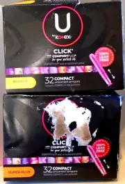 U by Kotex Click Compact Tampons Super Plus & Regular Unscented 32 Count ea