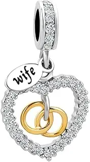 [CaJoYo] Mom/Sister/Wife/Niece/family Love Heart Dangle Charm Bead for Bracelet, Copper, No Gemstone