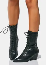[Lemon Drop by Privileged] Black Taye Lace Up Boots