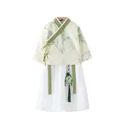 Autumn Boys Two-Piece Tang Suit Set Chinese Style Green Hanfu Cardigan Outfit