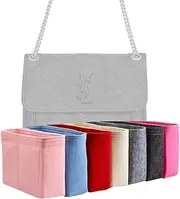 [Generic] Xoppia Bag Organizer compatible with YSL Niki Medium chain bag. Felt Bag Insert for Handbag. Bag Liner for Women Tote Bags. (Beige, Style B: Side Zipper)