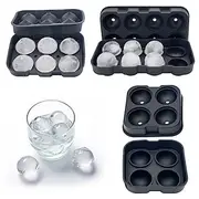 Round Ice Ball Mold for Whiskey, Large Silicone Ice Sphere Tray with Lid, Easy Release Quick Freeze Ice Maker for Cocktails, Bars, Parties, Big Ice Cube Mould