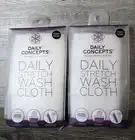 Lot of 2 Daily Concepts WHITE Daily Stretch Wash Cloth - 17 x 10-exfoliation-NIP
