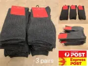 3 pairs Top Quality 90% Merino Wool Loose Top Diabetic Socks,Grey,AU stock