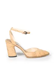 Brown Cork Micky Pointed Toe Heels