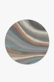 185' Round | Machine Washable Runner Rug | Kid & Pet Friendly | Indoor Rug | Watercolour Waves Sandstone Rug | Ruggable