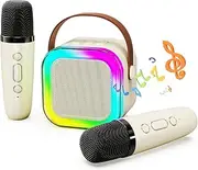 HOTOIQ Karaoke Machine with Two Wireless Microphones for Adults and Kids, Rechargeable Portable Wireless Speaker with Colorful LED Light, Perfect for Home Party, Meeting, Wedding, Outdoor/Indoor