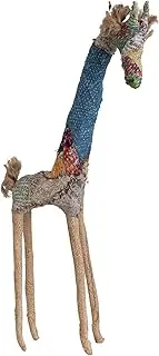 [Creative Co-Op] 7-1/2"L x 2-1/2"W x 18" H Vintage Kantha & Wire Giraffe, Multi Color