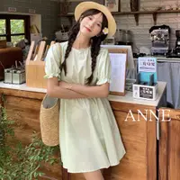 在飛比找蝦皮商城優惠-ANNE｜泡泡袖後綁帶連身裙【AD20248】綁帶洋裝 短裙