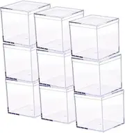 [LIFKICH] 9Pcs Clear Acrylic Mini Storage with Lids Small Square Containers for Jewelry Beads and Tiny Items Transparent Hinged Lid Design for Easy Organization
