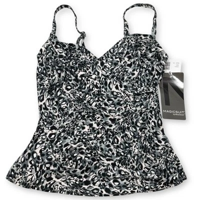 MagicSuit MiracleSuit Animal Print Tank Top Size 10 Wire Silver Grey Adjustable