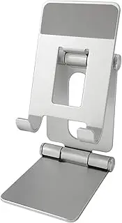 Z31 Adjustable Cell Phone Stand Fully Foldable Desktop Phone Holder Al num Alloy Rotatable Cradle Portable Dock Compat with Phones Tablets for Desk Bedside Silver