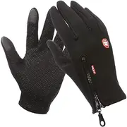 Warm Gloves Touch-Screen Gloves Outdoor Sports Windproof and Waterproof Features Full-Finger Men Women Racing rider gloves with Adjustable Zipper