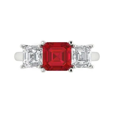 4.0Ct Square Emerald Cut Pink Tourmaline Solid Gold Engagement Promise Ring