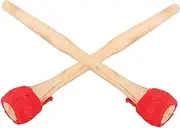 Kisangel 2Pcs Beginner Drum Sticks with Wood Handle Versatile Percussion Instrument Mallets for Gong and Other Drums Elegant Cloth Wrap for Practice and Performance