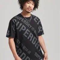 在飛比找Yahoo奇摩購物中心優惠-SUPERDRY 男裝 短Tee CODE CL AOP 黑