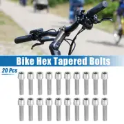 20 Pcs Tapered Bolts Screws for Bike Bicycle Stem M5x20mm Steel Silver Tone