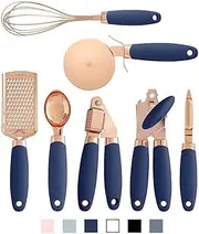 7 Pc Kitchen Gadget Set Copper Coated Stainless Steel Utensils Soft Touch Black Handles Kitchenware Set Kitchen Utensils /409/1417 (Color : Blue)