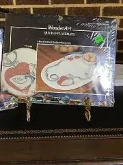 Wonder Art Embroidery 4 Placemats 9080 Geese and Ribbons 13 x 19" Lot Of 2