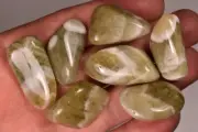 7 *PRASIOLITE* Tumbled Stones 58.6g Green Amethyst Chevron Healing Crystals