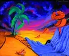 Blacklight Tapestry Black Light Flower Hippie Psychedelic Trippy Beach Art Decor