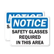 (2 Pack) OSHA Notice Decal - Safety Glasses OSHA Notice Sign Decal Metal Plastic